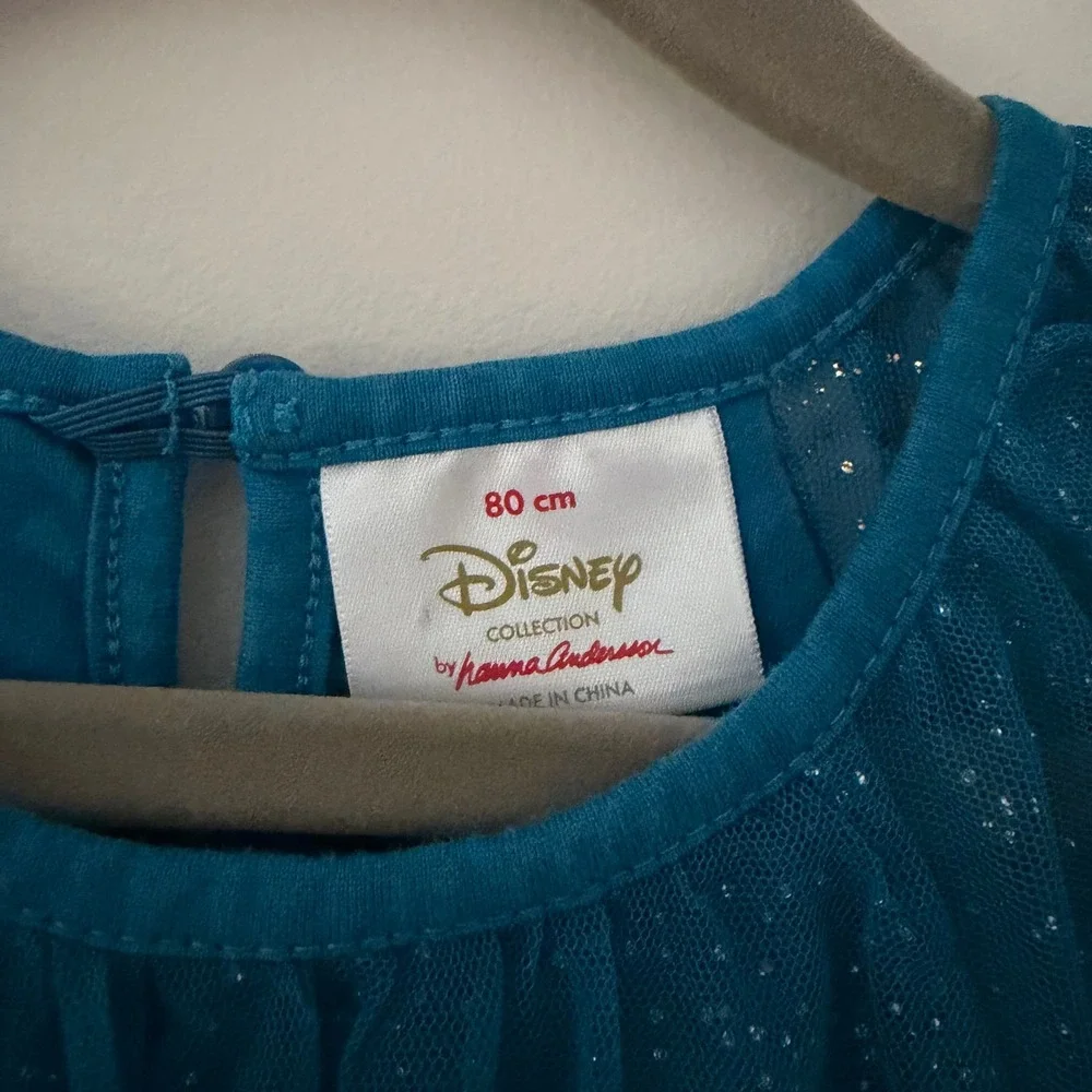 Hanna Andersson Disney Frozen Elsa Tulle Dress Teal Snowflake Girls 80 cm 12-18M